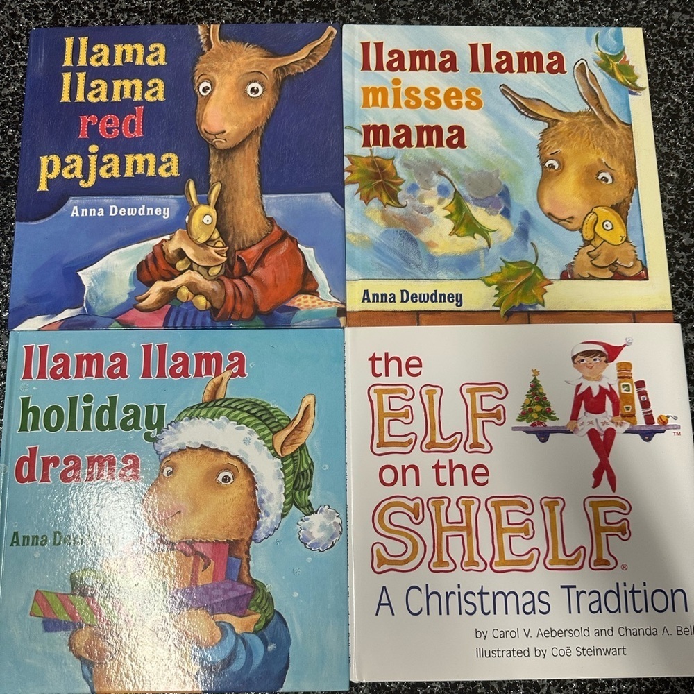 Llama Llama Holiday Drama Books & Elf on the shelf lot of 4 children books kid